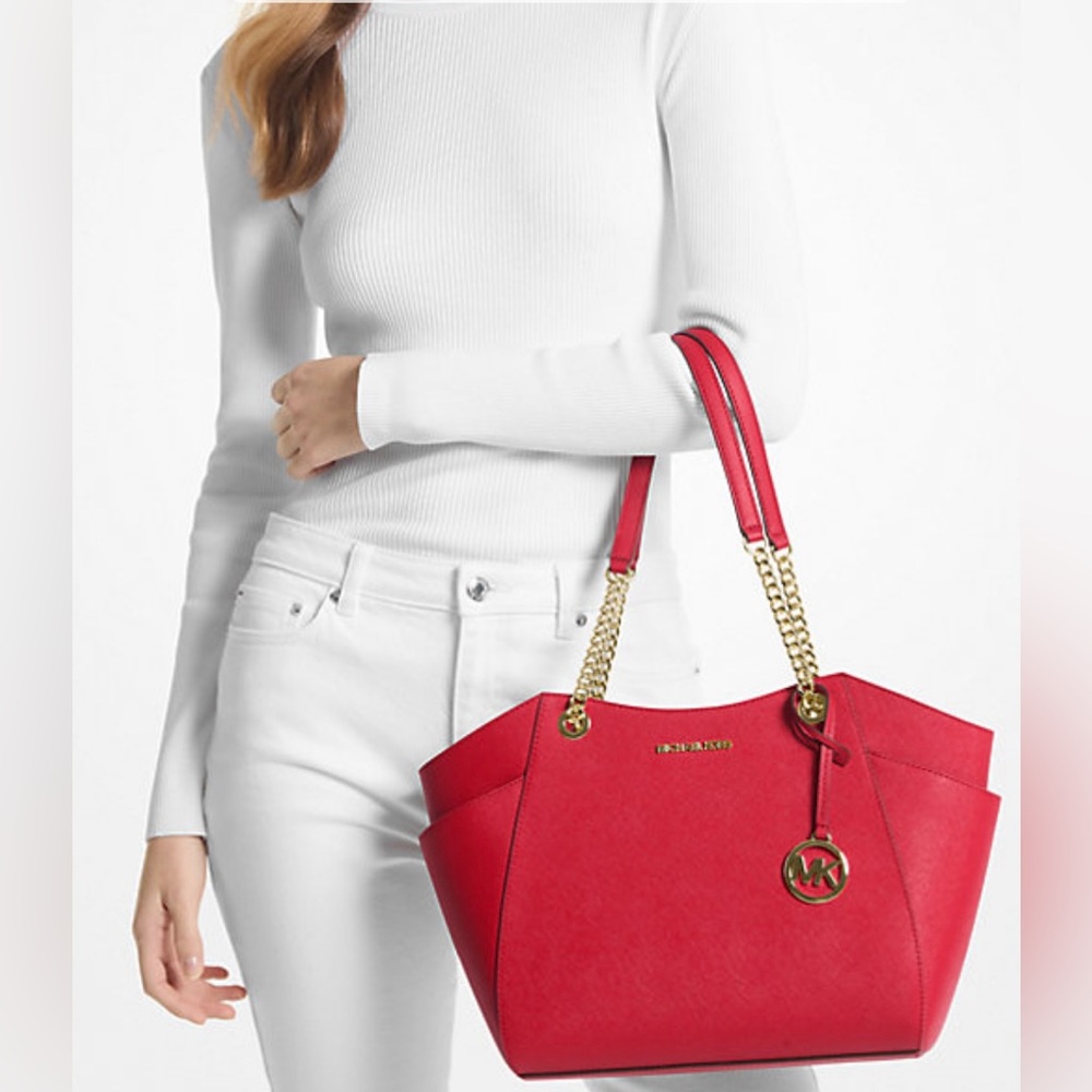 MICHAEL Michael Kors Jet Set Large Saffiano Leather Shoulder Bag NWT - Picture 4 of 11